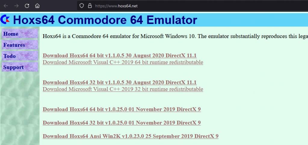 Web emulador de commodore 64 llamado Hoxs64